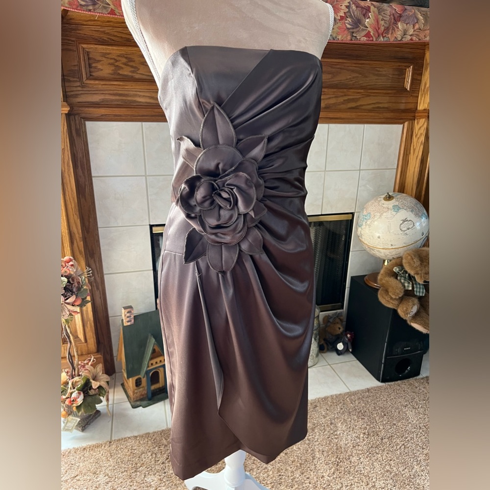 Pretty Little Taupe Satin Dress